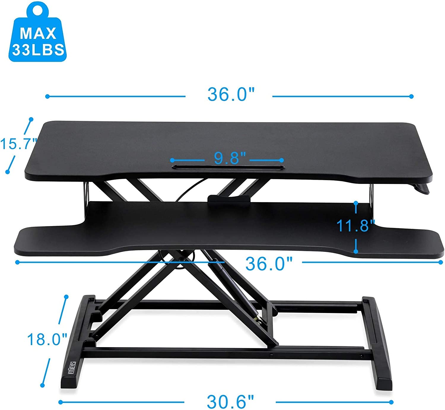 مبدل میز ایستاده قابل تنظیم تا ارتفاع 36 اینچی برند FITUEYES - ارسال 15 الی 20 روز کاری