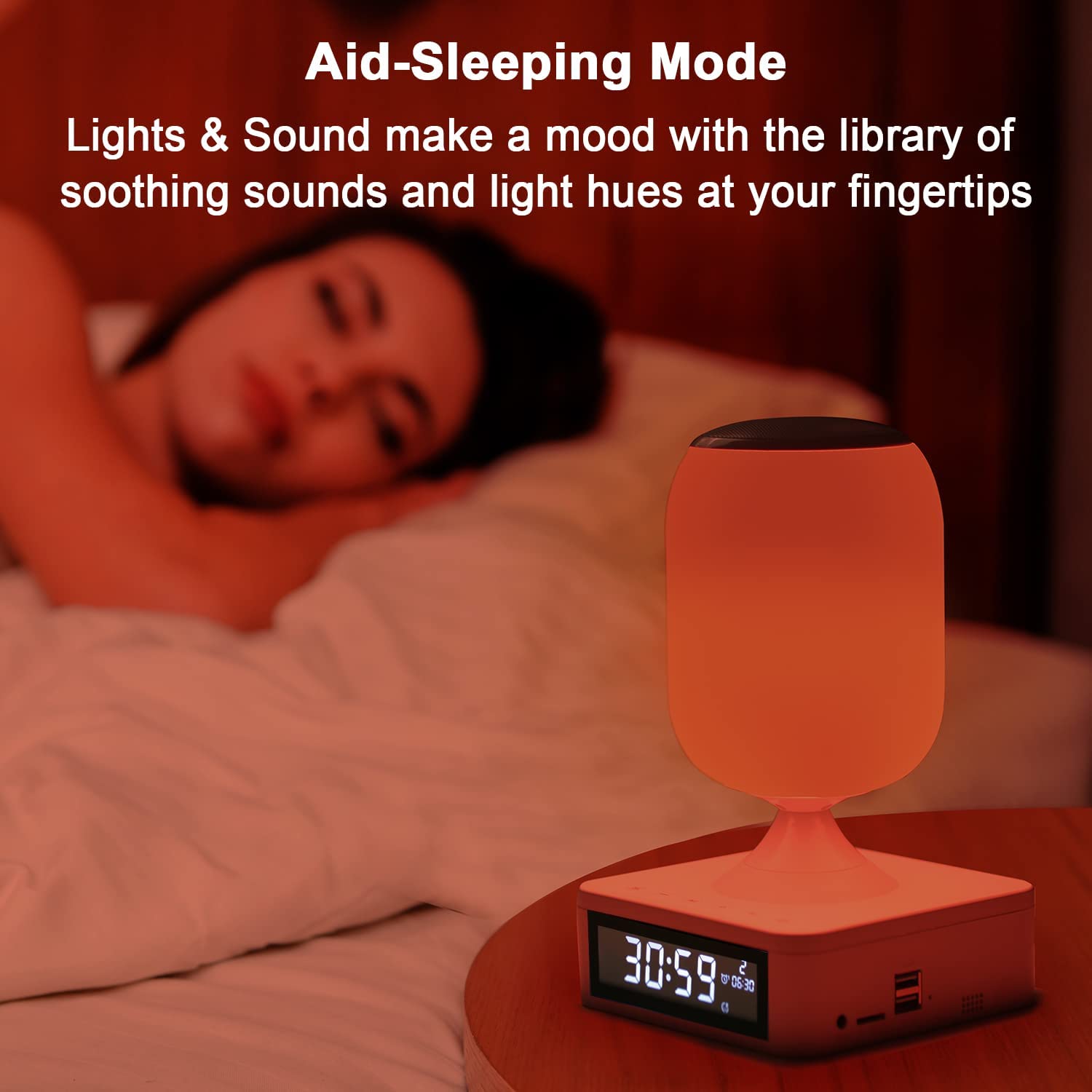 چراغ خواب موزیکال LED Table LampMusic Bedside Lamp with 2 USB Ports - ارسال ۱۰ الی ۱۵ روز کاری