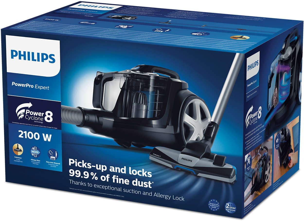 جاروبرقی فیلیپس Philips Powerpro Expert Bagless Deep Black Fc9732/61: 2100W - ارسال ۱۰ الی ۱۵ روز کاری