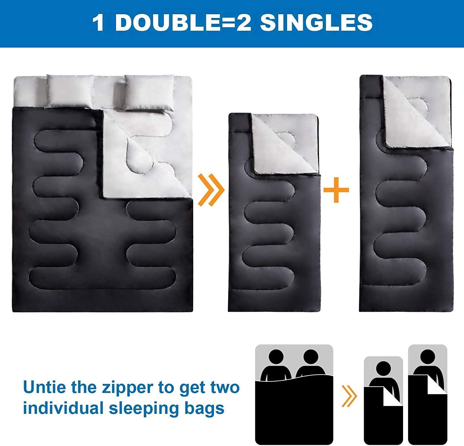 کیسه خواب 2 نفره کمپینگ مدل TQ Double Sleeping Bag - ارسال 10 الی 15 روز کاری