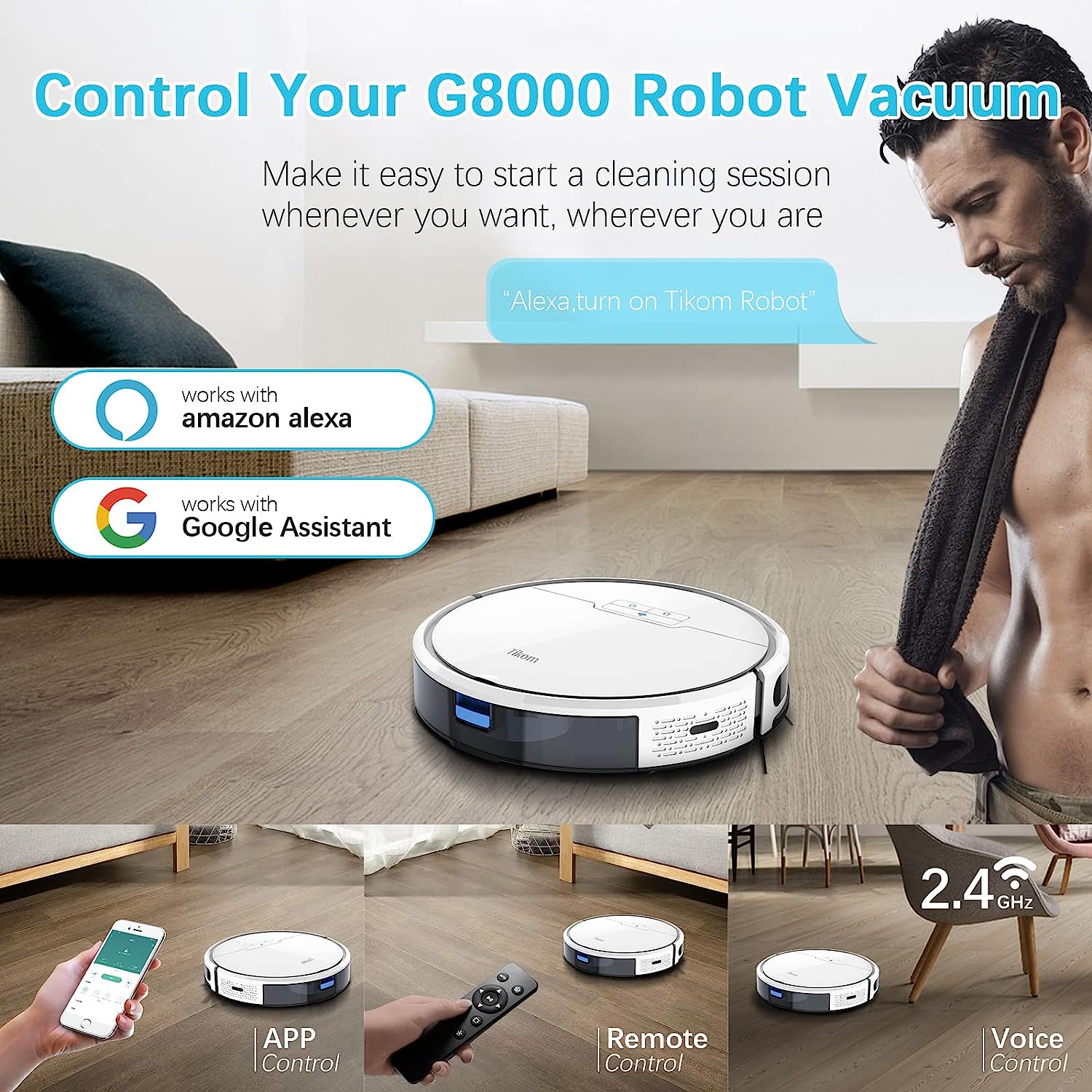 جارو روباتیک مدل Tikom Robot Vacuum G8000 - ارسال الی 20 الی 25 روز کاری