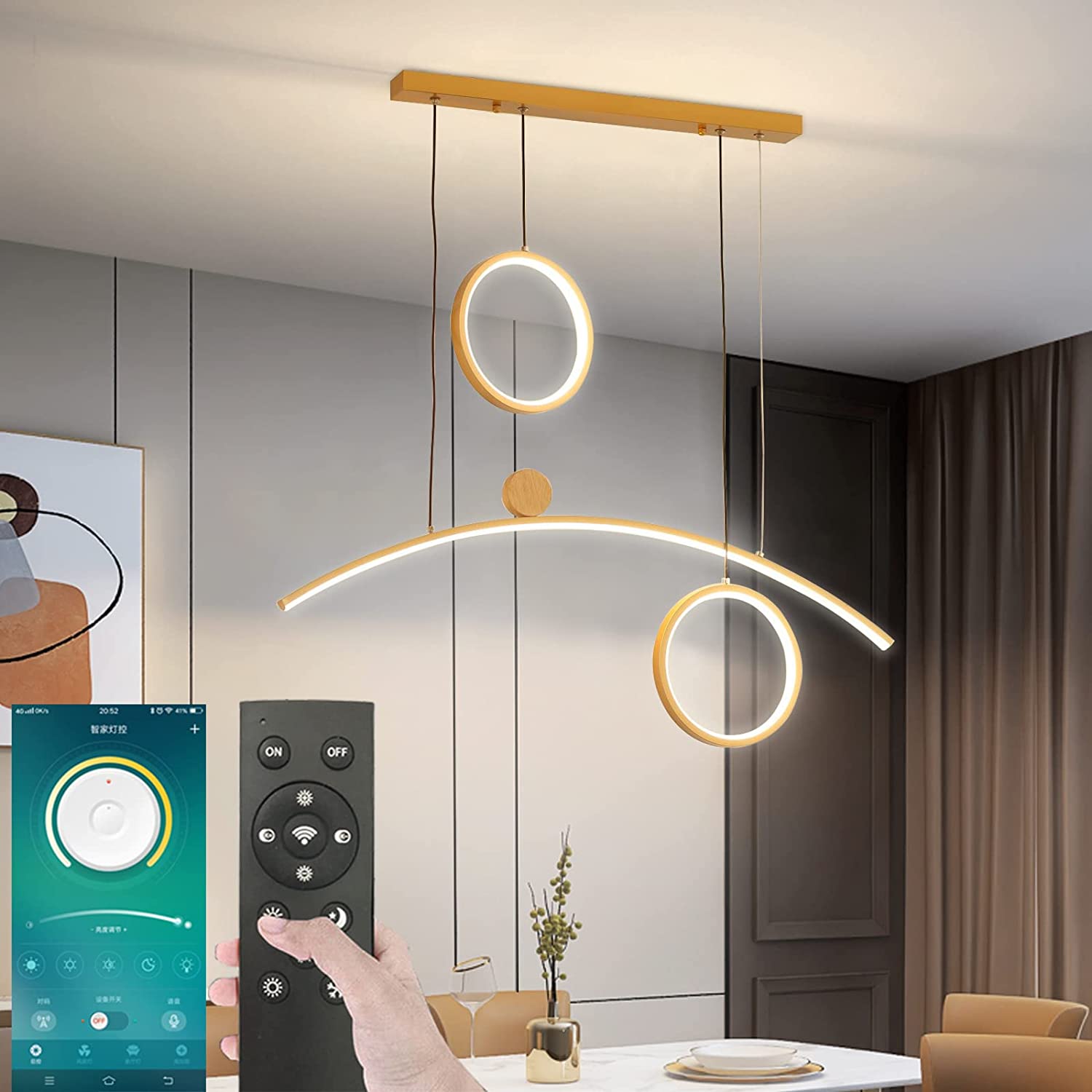 لوستر Huiying Smart Modern Pendant Light LED - رسال 7 الی 10 روز کاری
